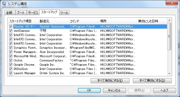 Extension Cookingアドウエア広告　msconfig